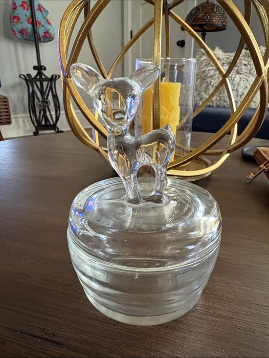 Vintage Other - Vintage Clear Glass Deer Trinket Box